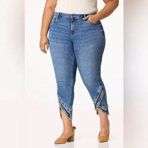 Cato | PLUS PETITE GOLD BEAD TULIP HEM JEANS